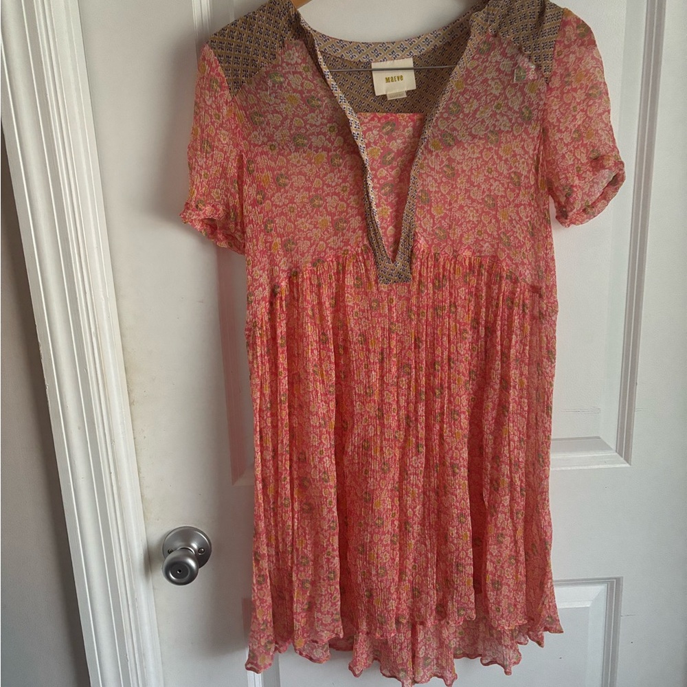 Maeve by Anthropology  Pink Floral Dress.